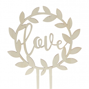 Wooden Cake Topper - love